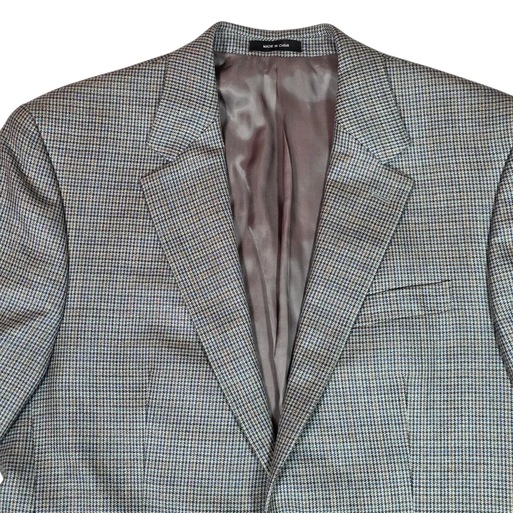 LAUREN RALPH LAUREN Houndstooth Blazer | 40R | Gray | Silk Wool Tailored Preppy